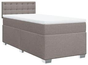 vidaXL Κρεβάτι Boxspring με Στρώμα Taupe 100 x 200 εκ. Υφασμάτινο