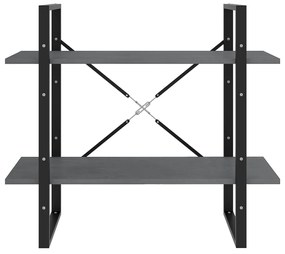 vidaXL Βιβλιοθήκη με 2 Ράφια Γκρι 80 x 30 x 70 εκ. Μασίφ Ξύλο Πεύκου