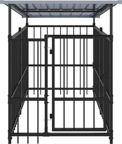 vidaXL Υπαίθριο Κλουβί Σκύλων με Οροφή από Χάλυβα 1,88 μ²