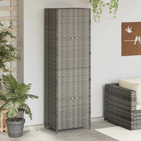 vidaXL Ντουλάπι Αποθήκευσης Κήπου Γκρι 59x40x180 εκ. από Συνθ. Ρατάν