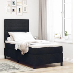 Κρεβάτι Box Spring με Στρώμα Μαύρο 90x200 εκ. Ύφασμα