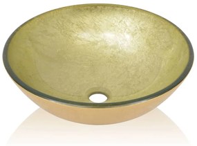 vidaXL Νιπτήρας 42 εκ. Χρώμα Χρυσού από Ψημένο Γυαλί