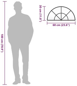 Καθρέφτης Τοίχου Αψίδα Μαύρος 60x30 εκ. από Σίδερο - Μαύρο