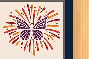 Σετ των 2 Intra απο ξύλο plywood 3mm-4mm πάχος Πεταλούδα με Firework Shadow Box Δίασταση 25x25 cm INTRAFABR-34889434