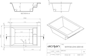 Acrilan Lona White Gloss - Μπανιέρα Υδρομασάζ 200x140 εκ - Maxxcoat, Αερομασάζ