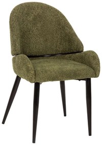 Καρέκλα Sarky HM8585.03 55x62x89cm Με Μαύρα Μεταλλικά Πόδια &amp; Μπουκλέ Ύφασμα Green