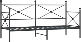 vidaXL Κρεβάτι ημέρας χωρίς στρώμα Μαύρο 90x200 cm Ατσάλι