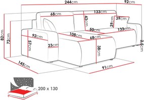 Γωνιακός καναπές Piano L -Gkri Skouro