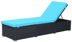 vidaXL Ξαπλώστρα Μαύρη από Συνθετικό Ρατάν με Μαξιλάρι