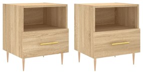 vidaXL Κομοδίνα 2 τεμ. Sonoma Δρυς 40 x 35 x 47,5 εκ. Επεξεργ. Ξύλο