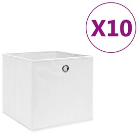 vidaXL Κουτιά Αποθήκευσης 10 τεμ. Λευκά 28x28x28 εκ. Ύφασμα Non-woven