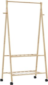 vidaXL Ράφι ρούχων με ράφια και ρόδες 96x45,5x155,5 cm Μπαμπού