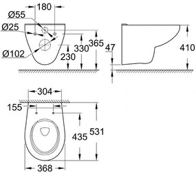 Κρεμαστή λεκάνη Grohe Rimless Bau Ceramic