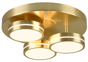 Πλαφονιέρα Οροφής Ø35cm Μέταλλο Brass Matt LED 3x8,5w 3000K 3x1000lm Trio Lighting Franklin 626510308