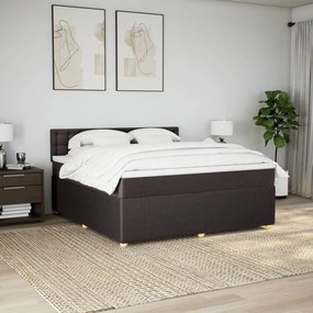 vidaXL Κρεβάτι Boxspring με Στρώμα Σκούρο Καφέ 180x200 εκ Υφασμάτινο