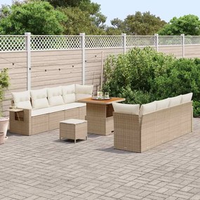 vidaXL Σετ Καναπέ Κήπου με αποθήκευση 11 pcs Μπεζ Πολυ ράταν