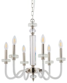 Φωτιστικό Οροφής Hampton 8154 6x40W E14 Silver-Clear Nowodvorski Metal, Glass