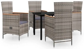 vidaXL Σετ Τραπεζαρίας Κήπου 5 Τεμαχίων Γκρι με Μαξιλάρια