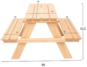 ΠΑΙΔΙΚΟ ΤΡΑΠΕΖΙ ΠΙΚΝΙΚ ΞΥΛΙΝΟ MIKO ΗΜ5843 ΦΥΣΙΚΟ 88x88x52,5Y εκ.