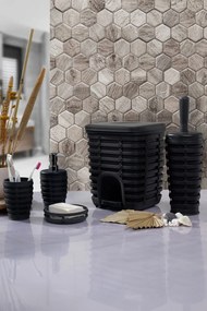 Stewehome Σετ μπάνιου 5 τεμαχίων από πλαστικό Γκρι 8x20 cm