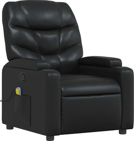 vidaXL Πολυθρόνα Μασάζ Ανακλινόμενη Μαύρη από Συνθετικό Δέρμα