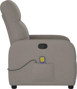 vidaXL Πολυθρόνα Μασάζ Ανακλινόμενη Taupe Υφασμάτινη