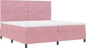 vidaXL LED Κρεβάτι με βάθρο με στρώμα Ροζ 200 x 200 cm Βελούδο