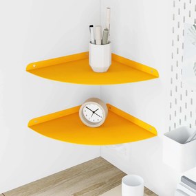 vidaXL Floating Ράφι Γωνίας Γωνιακή βάση 2 τμχ. Χαμομηλί κίτρινο