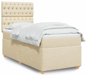 vidaXL Κρεβάτι Boxspring με Στρώμα Κρεμ 90x190 εκ.Υφασμάτινο