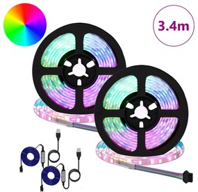 vidaXL Λωρίδα LED 2 pcs Μαύρο και Διαφανές 1700 χιλ