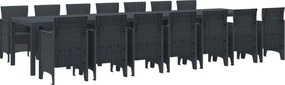 vidaXL Σετ Τραπεζαρίας Κήπου με Μαξιλάρια 15 pcs Ανθρακί PP