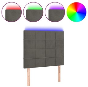 Κεφαλάρι Κρεβατιού LED Σκούρο Γκρι 100x5x118/128 εκ. Βελούδινο 3122467