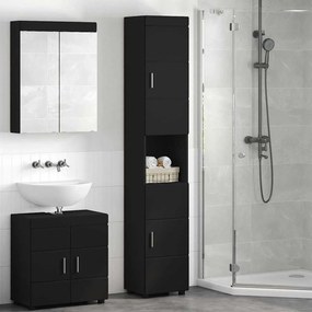 vidaXL Ντουλάπι Μπάνιου με αποθήκευση TULUM Μαύρο 37 x 31.5 x 203 εκ
