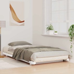 vidaXL Κρεβάτι δαπέδου Λευκό 90 x 210 cm Μασίφ ξύλο πεύκου