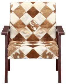 vidaXL Πολυθρόνα Λευκό / Καφέ από Γνήσιο Δέρμα Κατσίκας