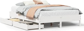 vidaXL Σκελετός Κρεβ. Χωρίς Στρώμα Λευκό 135x190 εκ Μασίφ Πεύκο