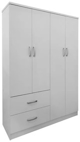 Ντουλάπα τετράφυλλη με 2 συρτάρια Lego pakoworld σε λευκή απόχρωση 120.5x42x181εκ