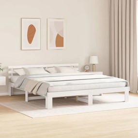 vidaXL Σκελετός Κρεβατιού Λευκό 200 x 200 cm Στερεά ξυλεία πεύκου