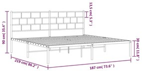 Πλαίσιο Κρεβατιού με Κεφαλάρι Μαύρο 183 x 213 εκ. Μεταλλικό - Μαύρο