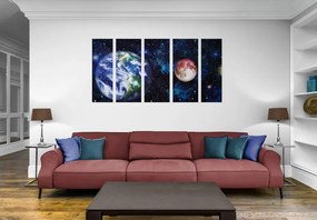 5 μερών εικόνα πλανήτη Γη και κόκκινο φεγγάρι - 200x100