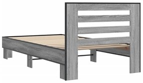 vidaXL Πλαίσιο Κρεβατιού Γκρι Sonoma 75x190 εκ. Επεξ. Ξύλο &amp; Μέταλλο