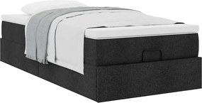 vidaXL Οθωμανικό κρεβάτι με στρώμα Μαύρο 90x200cm Ύφασμα