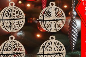 Intra απο ξύλο plywood 3mm-4mm πάχος Τρισδιάστατο Χριστουγεννιάτικων Μπάλων V3 Δίασταση 1x1 cm INTRAFABR-108471085