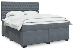 vidaXL Κρεβάτι Boxspring με Στρώμα Σκούρο Γκρι 180x200 εκ. Βελούδινο