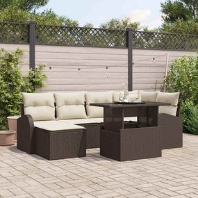 vidaXL Σετ Καναπέ Κήπου με μαξιλάρι 7 pcs Καφέ και κρεμ