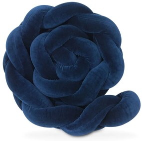 Πάντα πλεξούδα τριπλή χειροποίητη Velvet 200x18εκ Navy