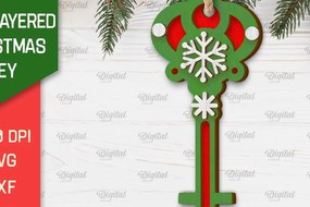 Σετ των 3 Intra απο ξύλο plywood 3mm-4mm πάχος Σχέδιο κοπής με λέιζερ Χριστουγεννιάτικο στολίδι με κλειδί Δίασταση 8x8 cm INTRAFABR-103294432