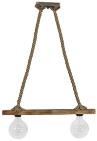 Κρεμαστό Φωτιστικό Οροφής E27 RAGA 2L ROPE WOOD Μπρονζέ 31-1222 Heronia-31-1222-Καφέ 31-1222