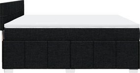 vidaXL Κρεβάτι Boxspring με Στρώμα Μαύρο 200x200 εκ. Υφασμάτινο