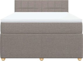 vidaXL Κρεβάτι Boxspring με Στρώμα Taupe 140x200 εκ. Υφασμάτινο